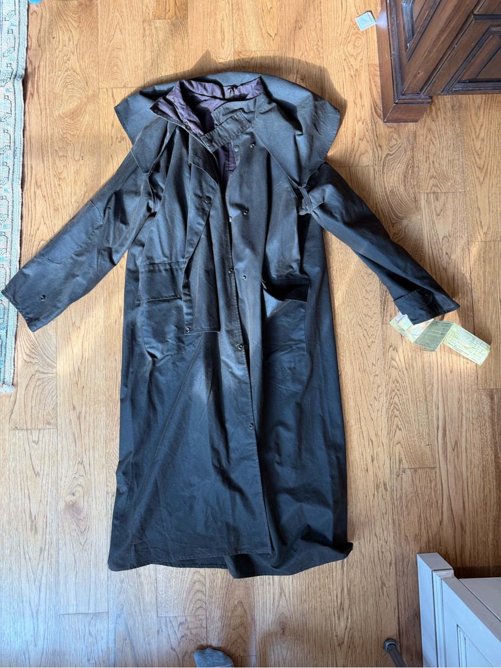 Driza-Bone Navy Riding Coat with Brown Label Accents